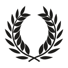 Circular laurel foliate icon silhouette.