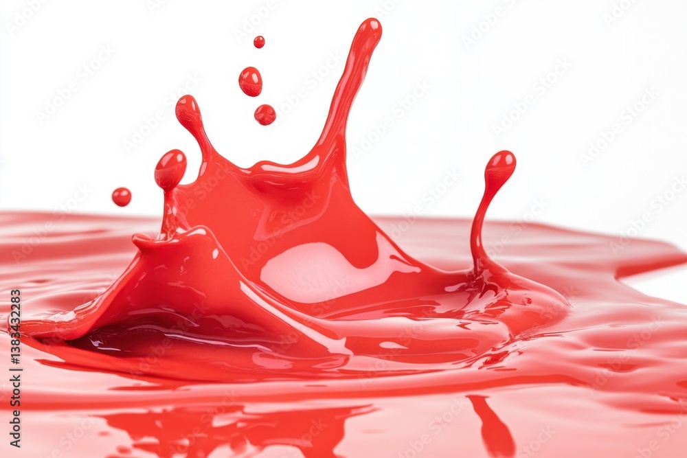 Poster vibrant red liquid splash dynamic design element background drop pink paint color water fluid shiny