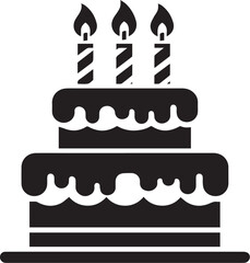 Birthday cake vector silhouette, birthday cake icon