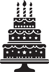 Birthday cake vector silhouette, birthday cake icon