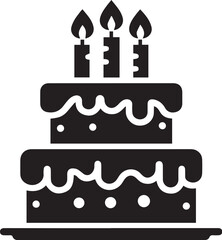 Birthday cake vector silhouette, birthday cake icon