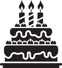 Birthday cake vector silhouette, birthday cake icon