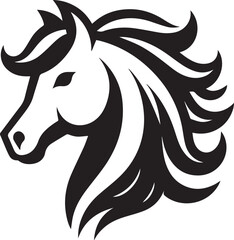High-Quality Black & White Horse Vector