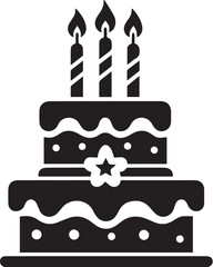 Birthday cake vector silhouette, birthday cake icon