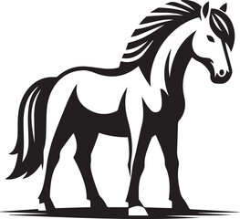 High-Quality Black & White Horse Vector