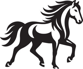 High-Quality Black & White Horse Vector