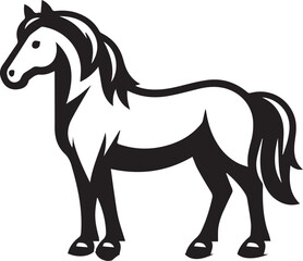 High-Quality Black & White Horse Vector