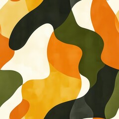 Abstract Seamless Pattern with Organic Shapes in Earthy Colors