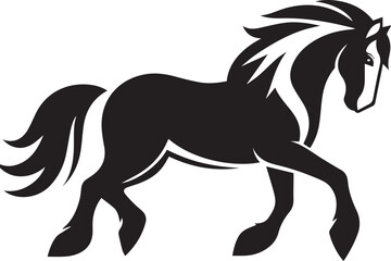 High-Quality Black & White Horse Vector
