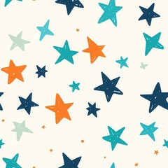 Childlike Star Seamless Pattern on Light Background