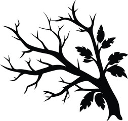 Snow-Covered Branch Silhouette Vector for Winter-Themed and Nature-Inspired Designs