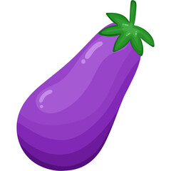 Cartoon  illustration of a fresh eggplant and vegetables with a healthy organic theme