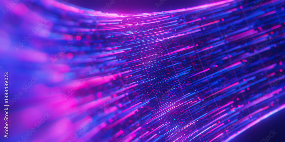 Poster closeup of bigdata light speed flow. abstract digital data stream of quantum computing. cyberspace o