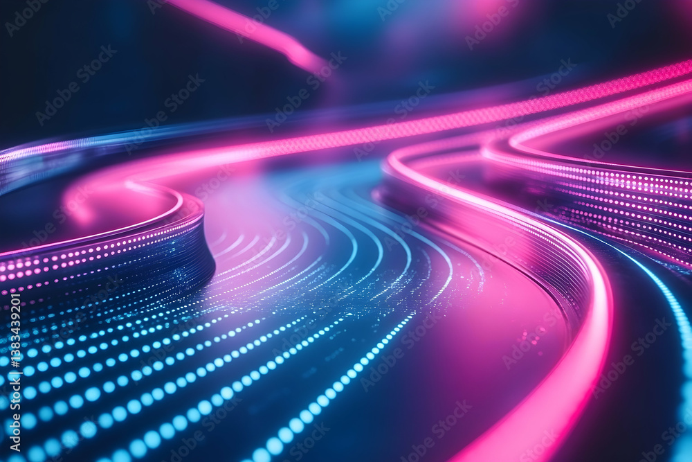 Aufkleber glowing abstract lines of neon light creating futuristic visuals