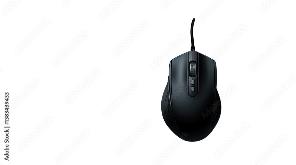 Poster black computer mouse: a sleek, modern computer mouse set against an minimal background, emphasizing 