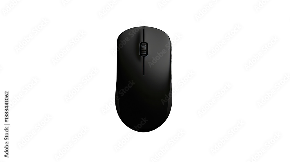 Poster black computer mouse: sleek and modern black computer mouse, top view, embodying simplicity and func