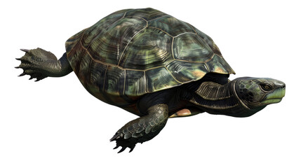 Obraz premium Ancient Turtle: A detailed image of an ancient turtle showcasing its patterned shell, reptilian features, and aquatic adaptation, perfect for educational projects and wildlife resources.