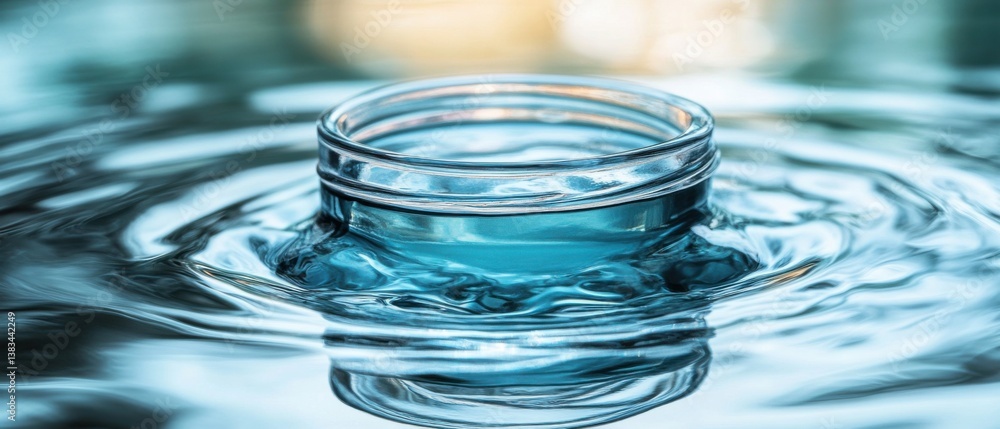 Aufkleber glass jar submerged in rippling water, creating abstract patterns and reflections concept of purity,