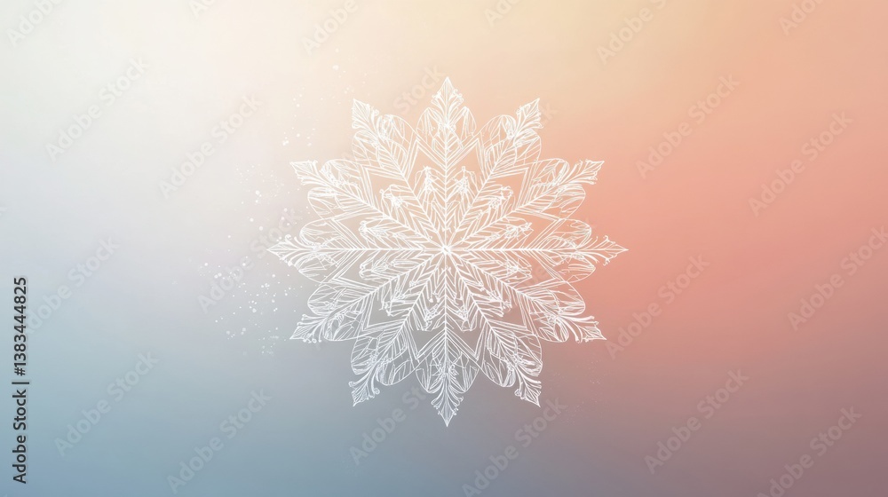 Poster geometric snowflake logo on a soft gradient winter background showcasing a modern festive design tha