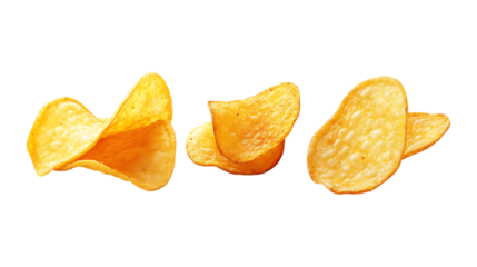 Pack of Potato Chips set Against Transparent Background for Snack Branding, Crispy Snack Promotion, or Healthy Snack Design Projects