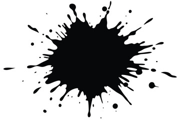 Splatter Silhouette, Ink Drop, Stain, Black Blot, Abstract Design, 