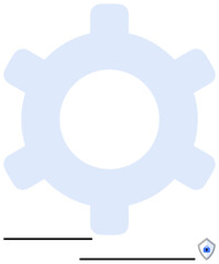 Obraz premium Gear icon with small security shield, combining concepts of teamwork, operations, reliability, governance. Ideal for technology, organization, repair, security protocols flat simple metaphor
