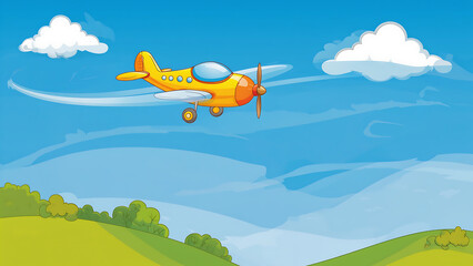 Yellow airplane flying in the sky