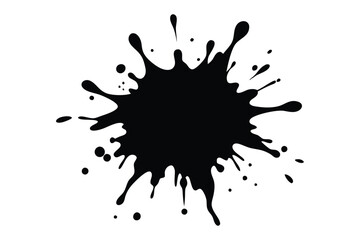 Isolated Abstract Black Ink Splash with Dripping Paint 
