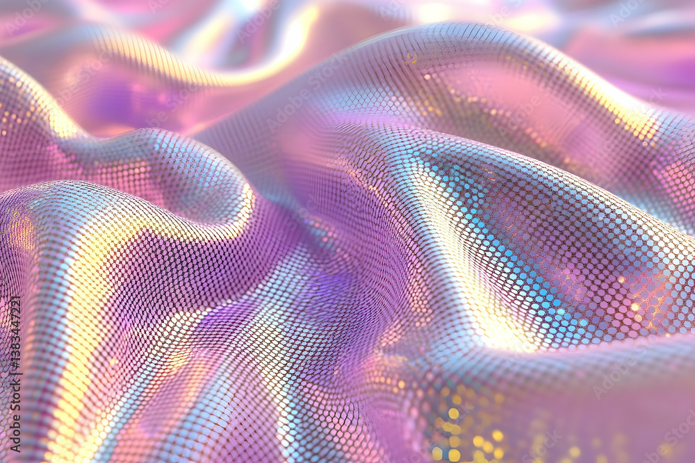 Aufkleber an abstract image of iridescent flowing fabric with dotted texture