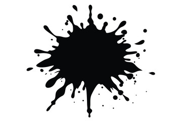 Ink Splash Isolated, Blob Silhouette with Splatters
