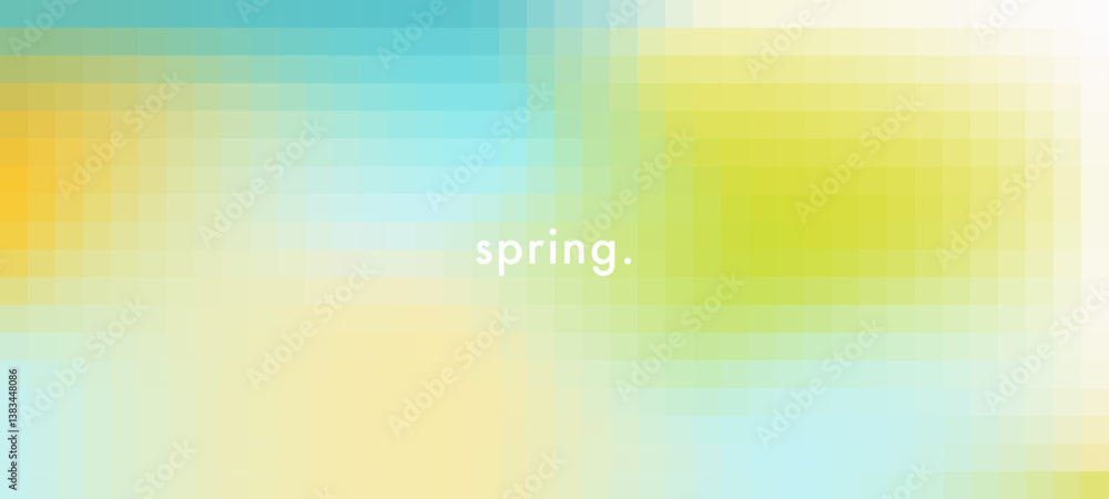 Poster abstract spring season blurry mosaic vector texture. light blue and green pastel color gradient back