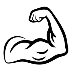 Strong biceps silhouette vector illustration on white background