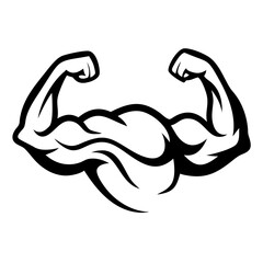 Strong biceps silhouette vector illustration on white background