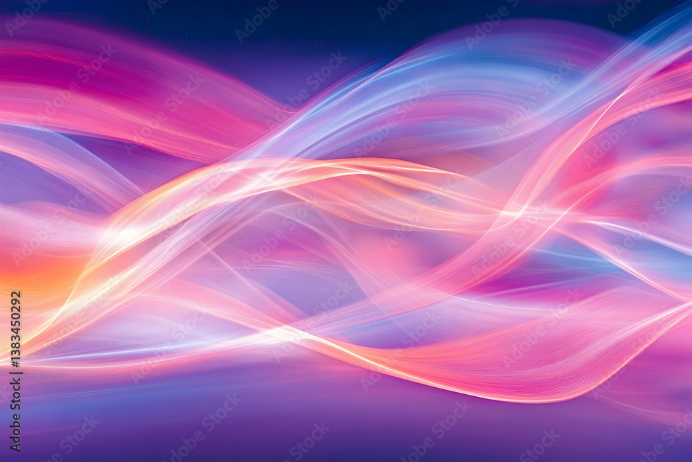 Poster vibrant colored flowing abstract lines swirl across the image space