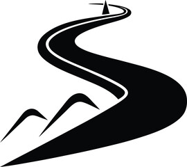 Ski Track Silhouette Vector for Winter Sports, Skiing, and Mountain Adventures