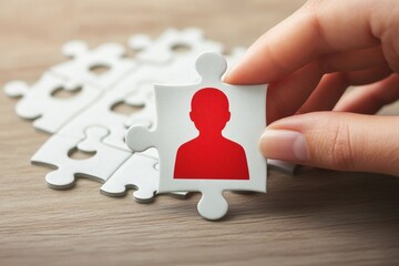 Completing the team.  A person puzzle piece