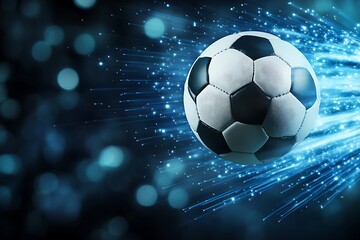 Fast-Moving Soccer Ball in a Dynamic Blue Light Burst