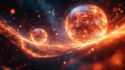 Cosmic quantum waves abstract digital art in a stellar environment