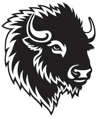 Buffalo Head Vector – Bold Black and White Bison Silhouette design Illustration for Logos, Mascots & Tattoos.