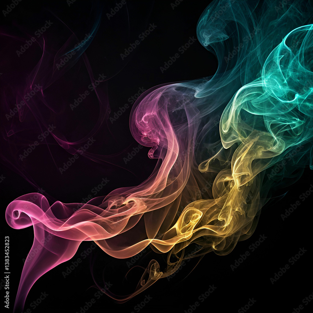 Aufkleber a dynamic background featuring swirling, semi-transparent shapes in vibrant hues, creating a sense o