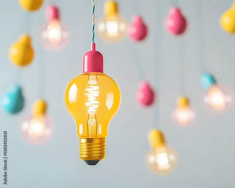 Poster innovative ideation visualization dynamic solution mapping with bright lightbulb concept - entrepren