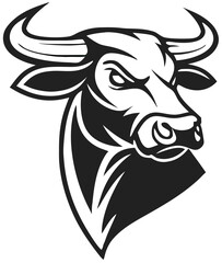 Obraz premium Buffalo Head Vector – Bold Black and White Bison Silhouette design Illustration for Logos, Mascots & Tattoos.