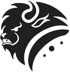 Buffalo Head Vector – Bold Black and White Bison Silhouette design Illustration for Logos, Mascots & Tattoos.