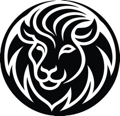 Obraz premium Buffalo Head Vector – Bold Black and White Bison Silhouette design Illustration for Logos, Mascots & Tattoos.