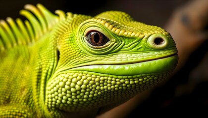 Obraz premium close up of a green lizard's face