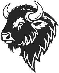 Buffalo Head Vector – Bold Black and White Bison Silhouette design Illustration for Logos, Mascots & Tattoos.