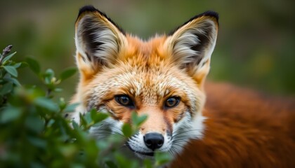 Fototapeta premium close up of a fox looking at the camera