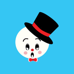 snowman with red hat, The cartoon expressed surprise.