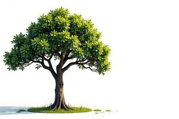 Obraz premium Single tree against the white background with intricate details and shading, branch, texture