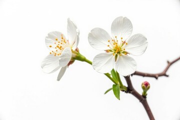 Obraz premium Single stem with buds isolated on white background, nature, blossoms